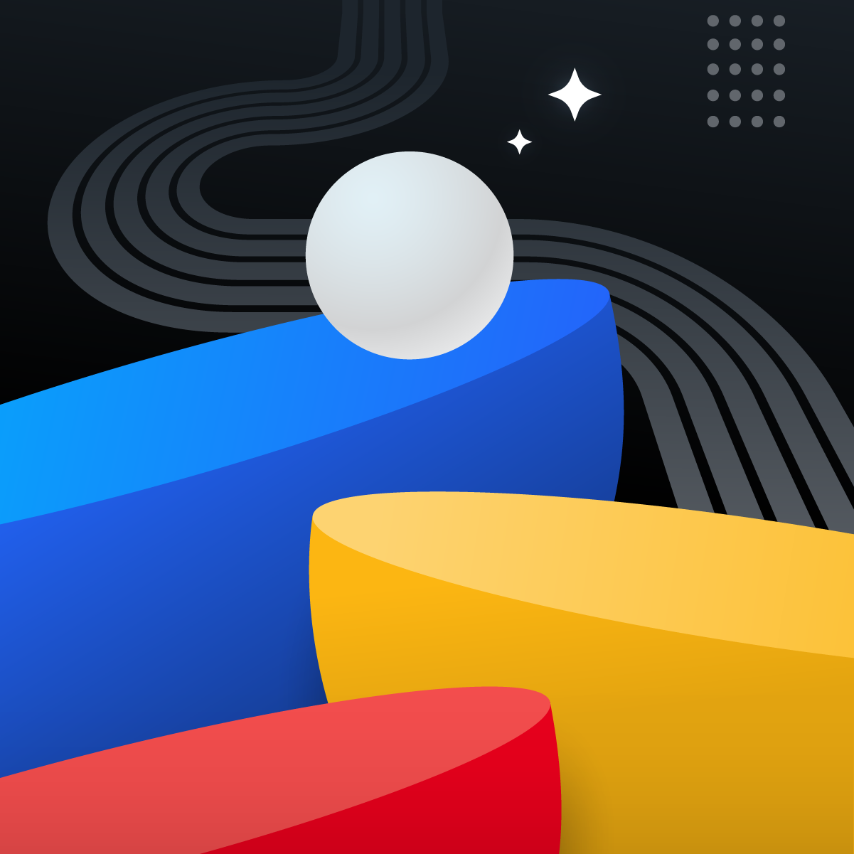 multicolored circles and semicircles on an abstract background graphic
